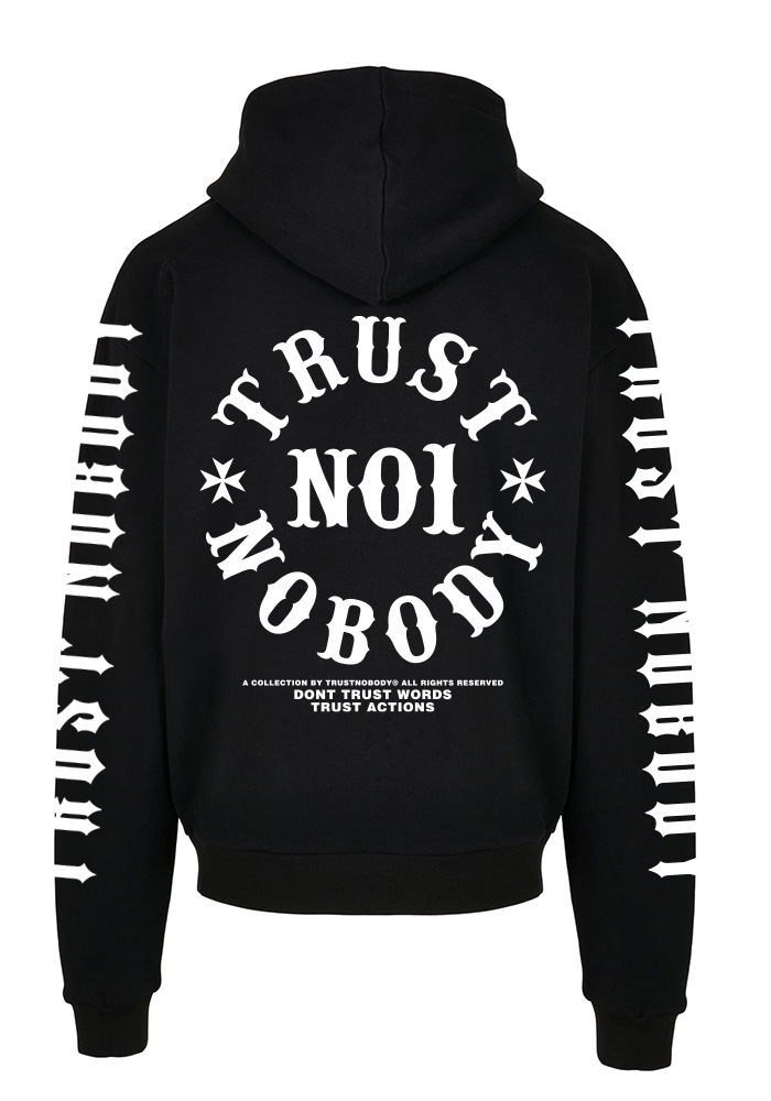 TRUST NOBODY® -Classic - Oversized Hoody - Sleeve Print [black/white]