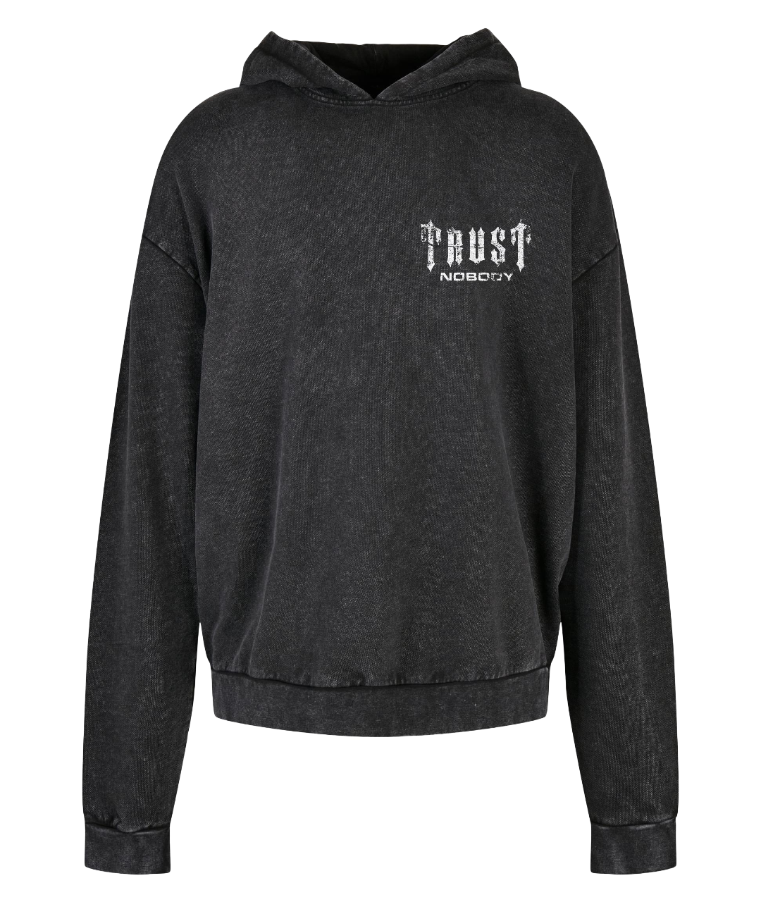 TRUST NOBODY® - Thrash Look - Oversized Washed Hoody [black/white]