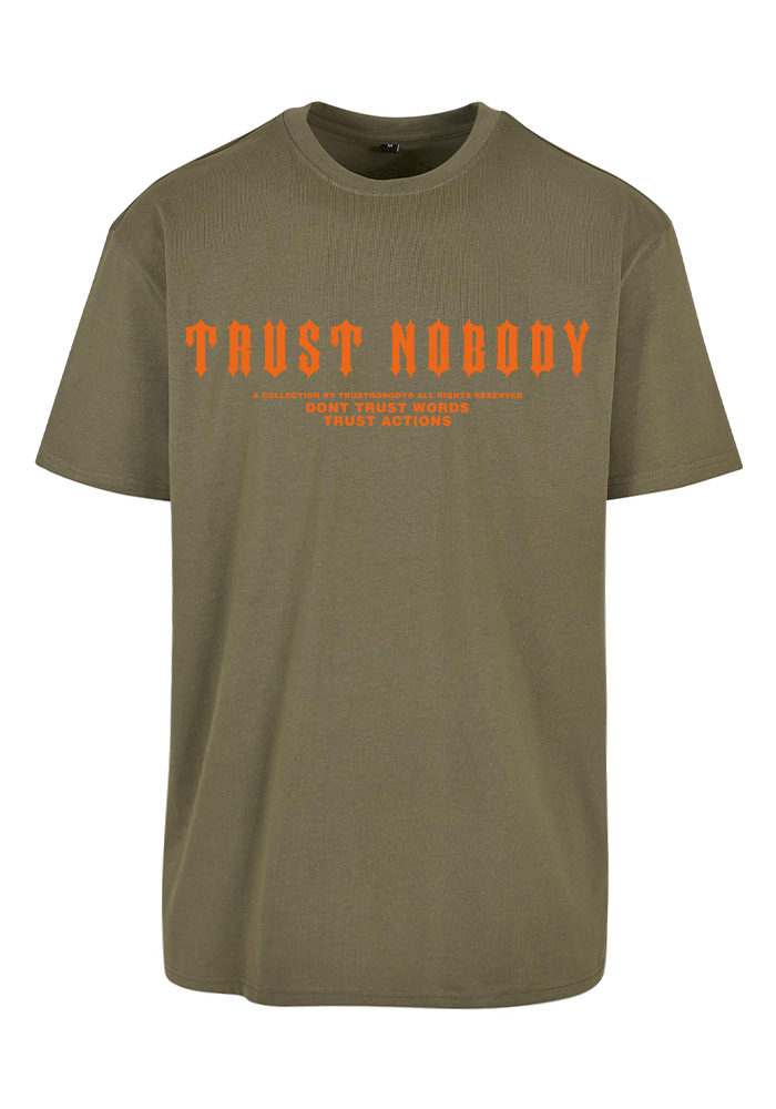 TRUST NOBODY® - TRUST ACTIONS Heavy Oversize Tee [olive/orange]