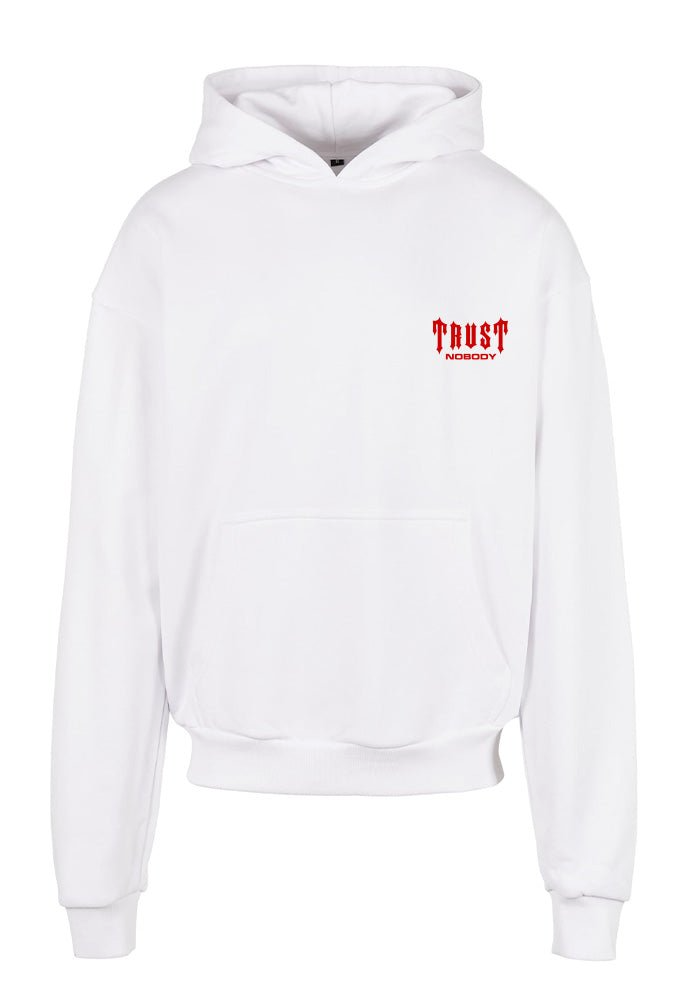 TRUST NOBODY® - Oversized Basic Hoody [white/red]