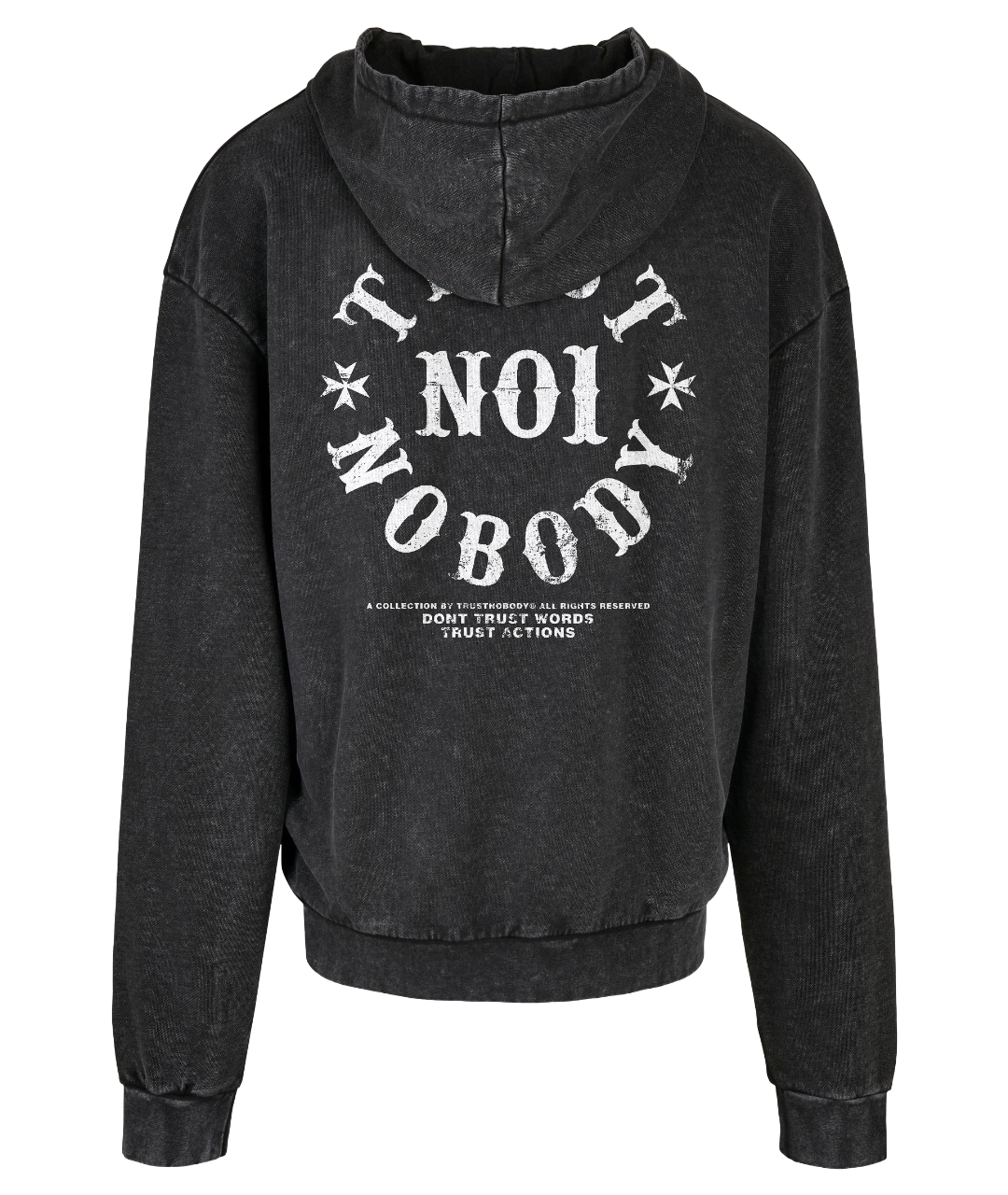 TRUST NOBODY® - Thrash Look - Oversized Washed Hoody [black/white]